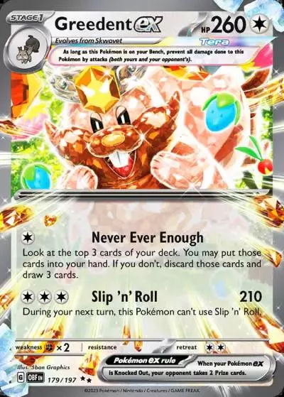 Greedent ex 179/197 Obsidian Flames Pokemon card