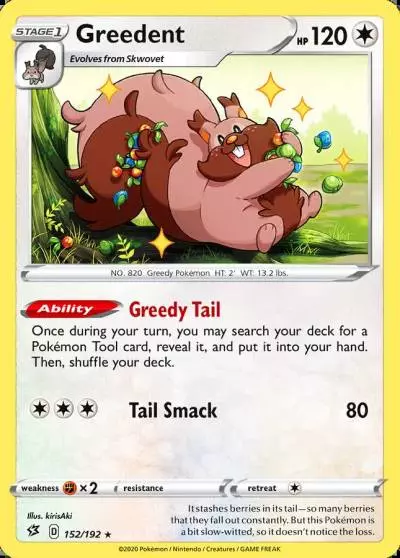 Greedent 152/192 Rebel Clash Pokemon card