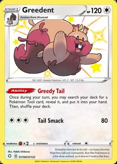 Greedent SV100/122 Shining Fates Shiny Vault Pokemon card