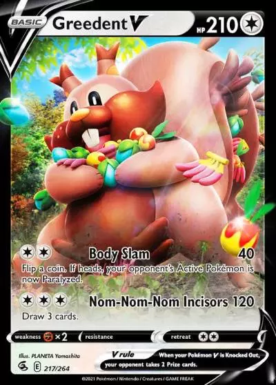 Greedent V 217/264 Fusion Strike Pokemon card