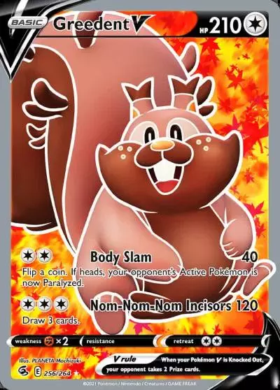 Greedent V 256/264 Fusion Strike Pokemon card