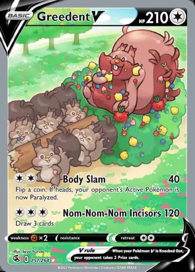 Greedent V 257/264 Fusion Strike Pokemon card