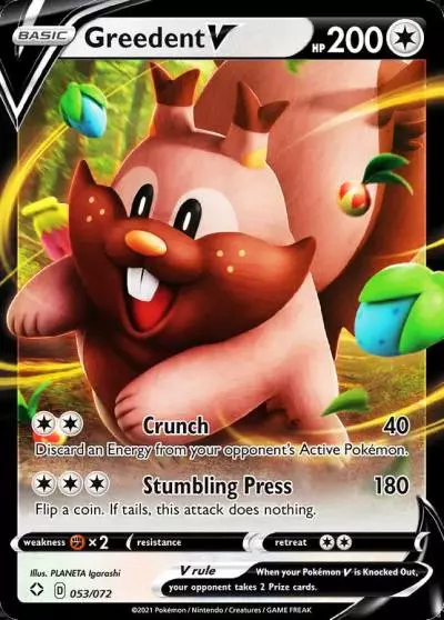 Greedent V 53/72 Shining Fates Pokemon card