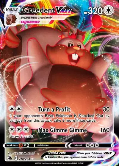Greedent VMAX 218/264 Fusion Strike Pokemon card
