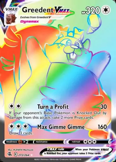 Greedent VMAX 272/264 Fusion Strike Pokemon card