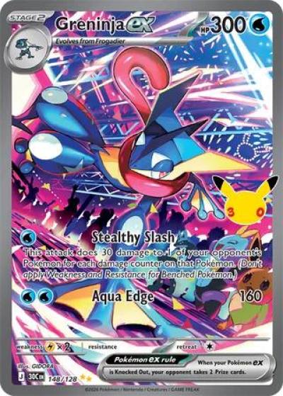 Greninja ex 148/128 30th Celebration Pokemon card