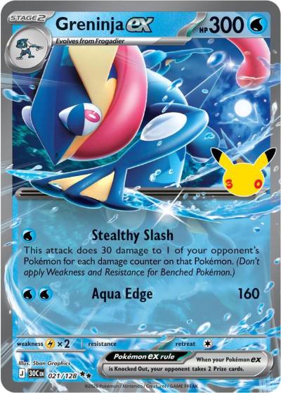 Greninja ex 21/128 30th Celebration Pokemon card