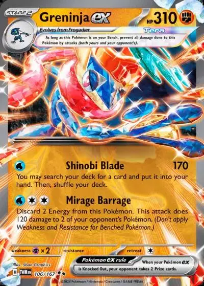 Greninja ex 106/167 Twilight Masquerade Pokemon card