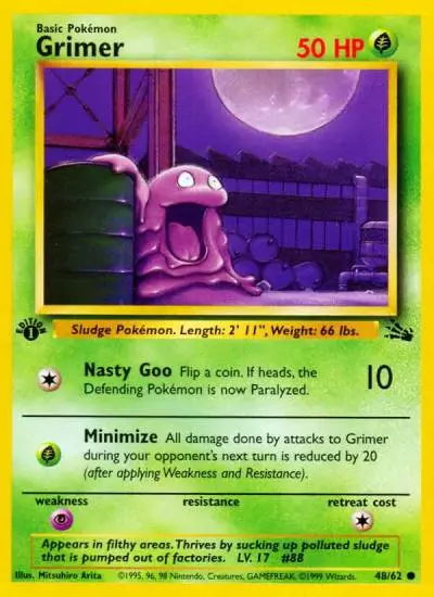 Grimer 48/62 Fossil Pokemon card