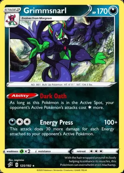 Grimmsnarl 125/192 Rebel Clash Pokemon card