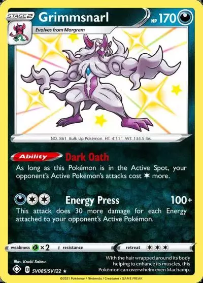 Grimmsnarl SV085/122 Shining Fates Shiny Vault Pokemon card