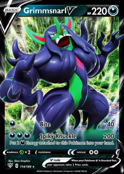 Grimmsnarl V 114/189 Darkness Ablaze Pokemon card