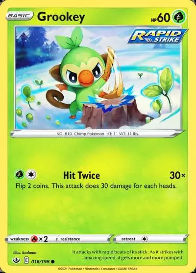 Grookey 16/198 Chilling Reign Pokemon card