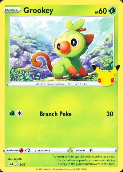 Grookey 8/25 McDonald's Collection 2021 Pokemon card