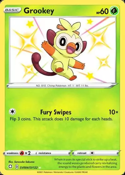 Grookey SV004/122 Shining Fates Shiny Vault Pokemon card
