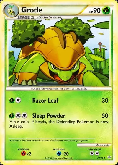 Grotle 31/95 HS—Unleashed Pokemon card
