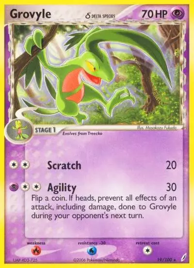 Grovyle δ 19/100 Crystal Guardians Pokemon card