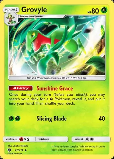 Grovyle 21/214 Lost Thunder Pokemon card
