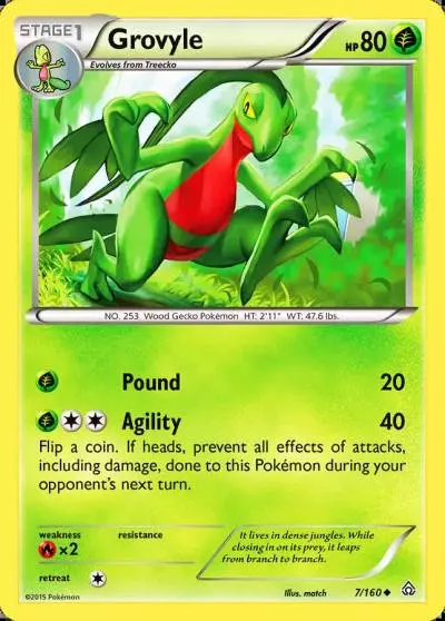 Grovyle 7/160 Primal Clash Pokemon card