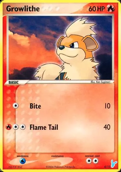 Growlithe 4/12 EX Trainer Kit 2 Minun Pokemon card