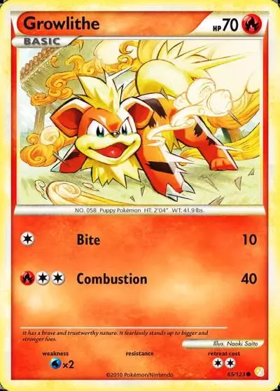 Growlithe 65/123 HeartGold & SoulSilver Pokemon card
