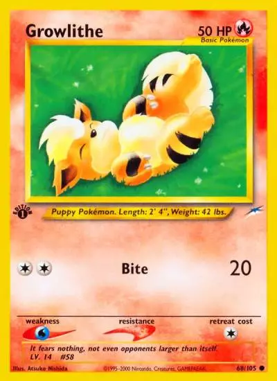 Growlithe 68/105 Neo Destiny Pokemon card
