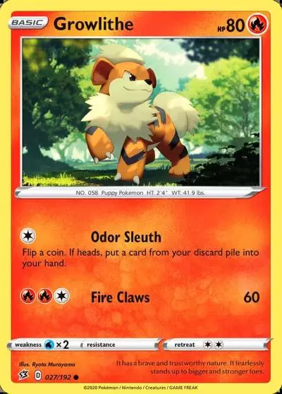 Growlithe 27/192 Rebel Clash Pokemon card