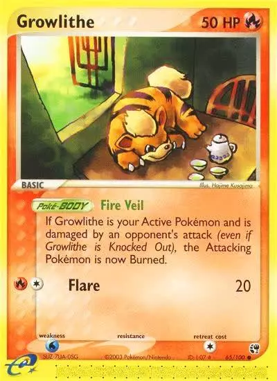 Growlithe 65/100 Sandstorm Pokemon card