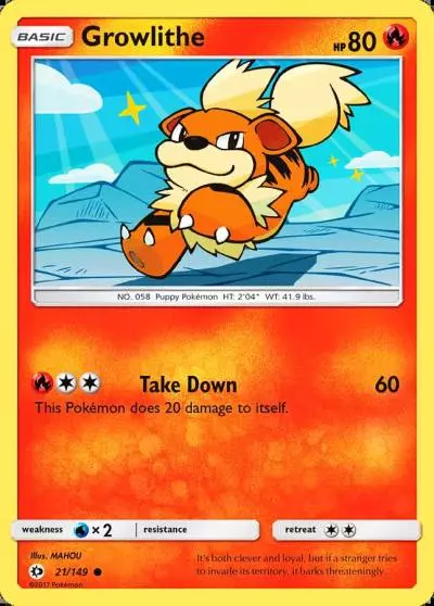 Growlithe 21/149 Sun & Moon Pokemon card