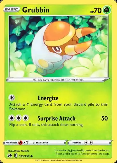 Grubbin 15/159 Crown Zenith Pokemon card