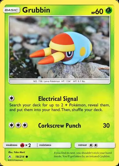 Grubbin 18/214 Unbroken Bonds Pokemon card