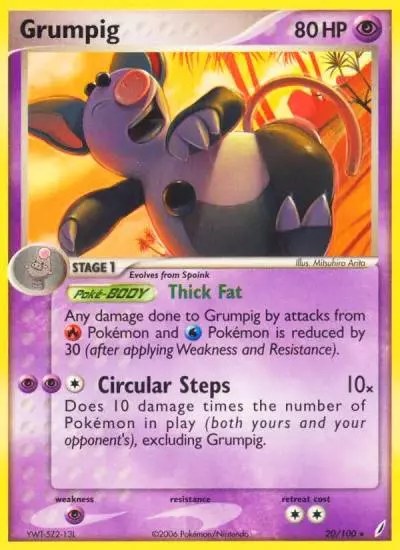 Grumpig 20/100 Crystal Guardians Pokemon card