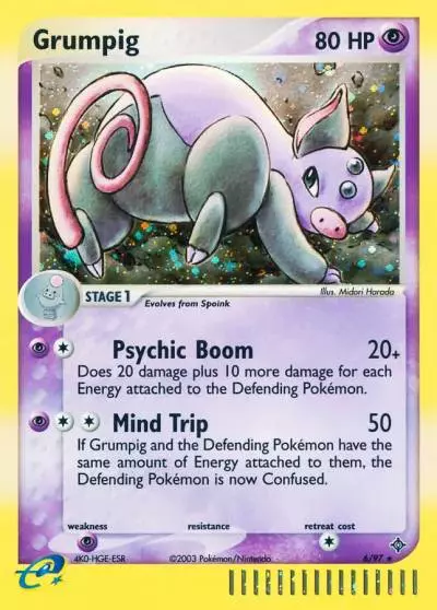 Grumpig 6/97 Dragon Pokemon card