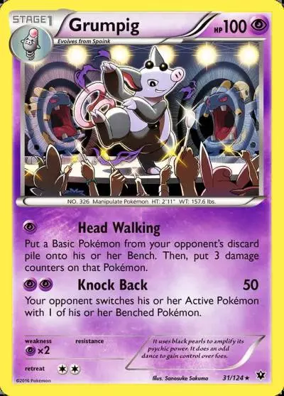Grumpig 31/124 Fates Collide Pokemon card