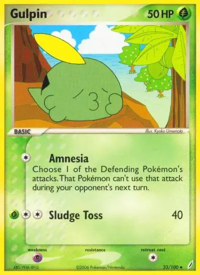 Gulpin 33/100 Crystal Guardians Pokemon card