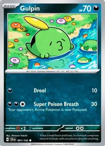 Gulpin 91/142 Stellar Crown Pokemon card