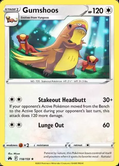 Gumshoos 118/159 Crown Zenith Pokemon card