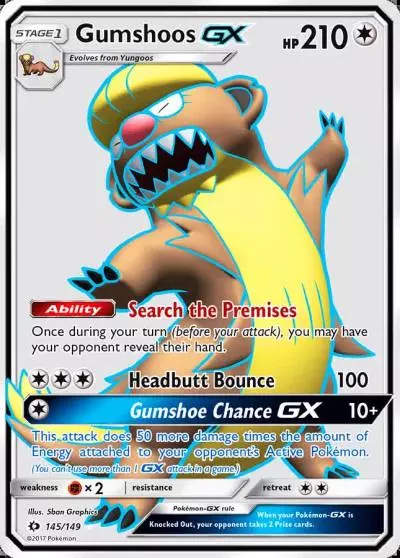 Gumshoos-GX 145/149 Sun & Moon Pokemon card