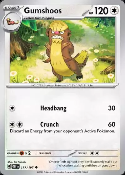 Gumshoos 177/197 Obsidian Flames Pokemon card