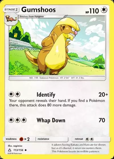 Gumshoos 113/156 Ultra Prism Pokemon card