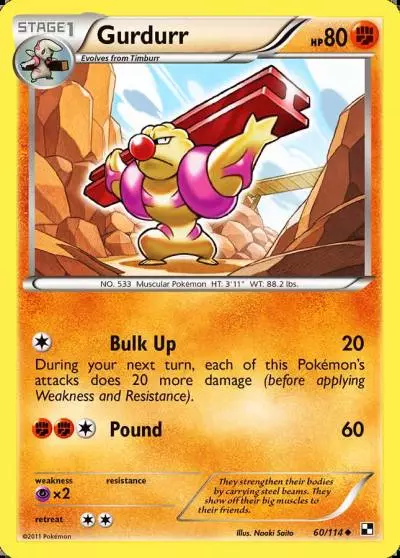 Gurdurr 60/114 Black & White Pokemon card