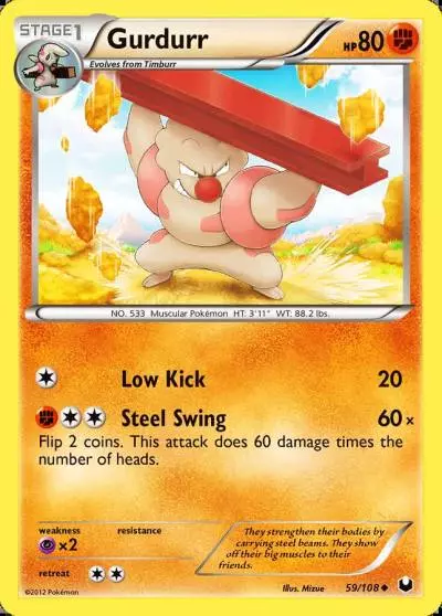 Gurdurr 59/108 Dark Explorers Pokemon card