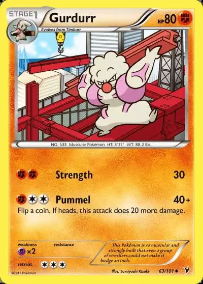 Gurdurr 63/101 Noble Victories Pokemon card