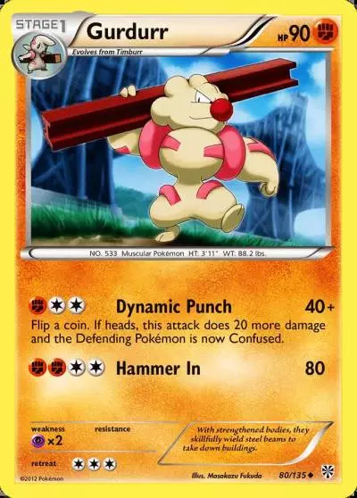 Gurdurr 80/135 Plasma Storm Pokemon card