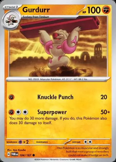 Gurdurr 104/167 Twilight Masquerade Pokemon card
