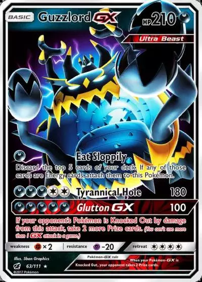 Guzzlord-GX 63/111 Crimson Invasion Pokemon card