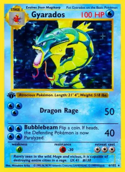 Gyarados 6/102 Base Pokemon card
