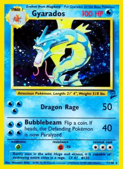 Gyarados 7/130 Base Set 2 Pokemon card