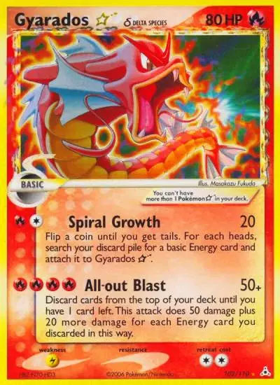 Gyarados ★ δ 102/110 Holon Phantoms Pokemon card