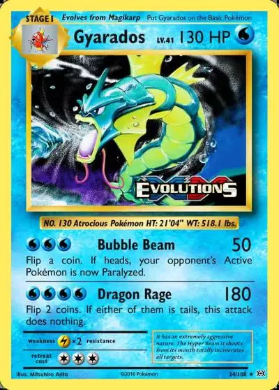 Gyarados 34/108 Evolutions Pokemon card